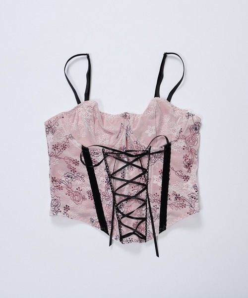 dollslutz(ドルズラッツ)の「【dollslutz】floral lingerie cami /【ドルズラッツ】フローラルランジェリーキャミ(その他トップス・レディース・ピンク・FREE)」の3枚目の写真