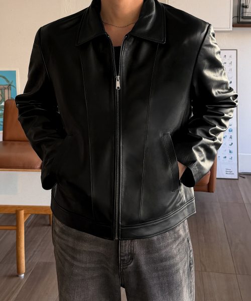 LEFTSEOUL（レフトソウル）の「メンズ アーバン ラムスキン ジャケット [ブラック]（ライダースジャケット・メンズ・ブラック・MEDIUM/LARGE）」の5枚目の写真
