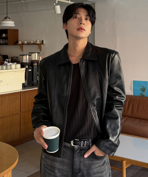 LEFTSEOUL（レフトソウル）の「メンズ アーバン ラムスキン ジャケット [ブラック]（ライダースジャケット・メンズ・ブラック・MEDIUM/LARGE）」の4枚目の写真