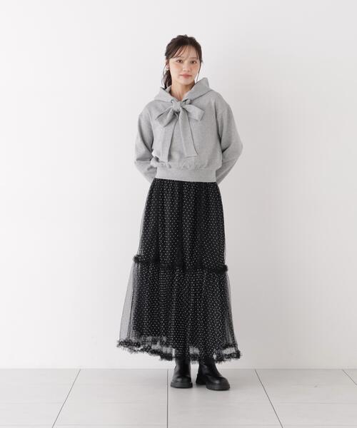 PROPORTION BODY DRESSING(プロポーションボディドレッシング)の「<E>リボン付きフーディー / 1216260003(パーカー・レディース・オフホワイト/グレー系その他・FREE)」の4枚目の写真