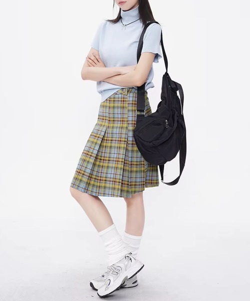TUNE（チューン）の「【TUNE】ハーフプリーツチェックスカート（スカート・レディース・ブルー・FREE）」の9枚目の写真
