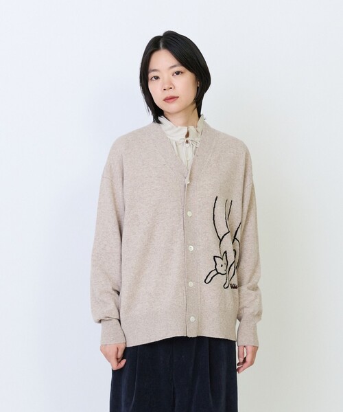 LOISIR(ロワズィール)の「《塩川いづみさんコラボ》ウールインターシャカーディガン(カーディガン/ボレロ・レディース・グレー/ベージュ・FREE)」の2枚目の写真