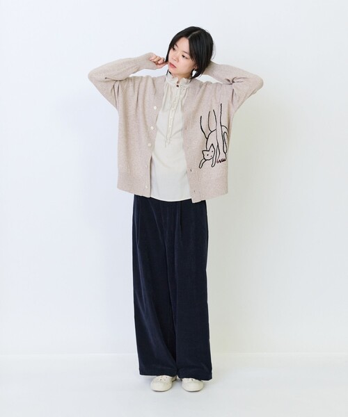 LOISIR(ロワズィール)の「《塩川いづみさんコラボ》ウールインターシャカーディガン(カーディガン/ボレロ・レディース・グレー/ベージュ・FREE)」の3枚目の写真