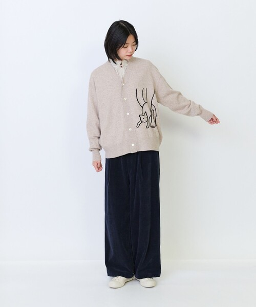 LOISIR(ロワズィール)の「《塩川いづみさんコラボ》ウールインターシャカーディガン(カーディガン/ボレロ・レディース・グレー/ベージュ・FREE)」の4枚目の写真