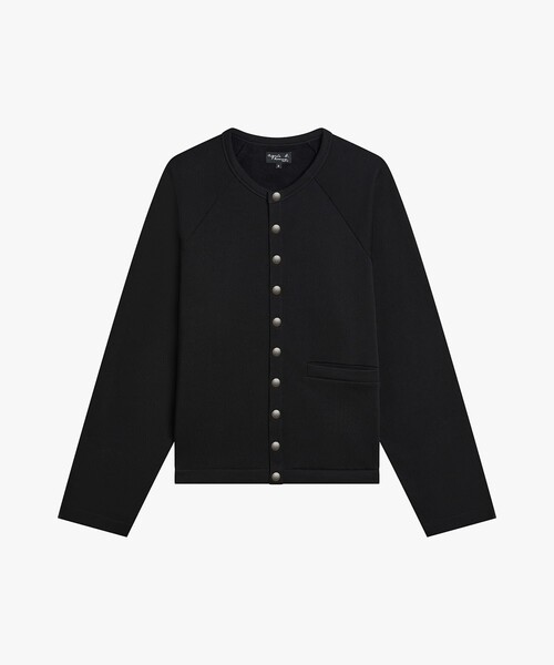 agnes b.(アニエスベー)の「メンズ アイコニック プリント オーガニックコットン 長袖 カーディガン "Lezard"(Tシャツ/カットソー・メンズ・ブラック・2/3/1)」の1枚目の写真