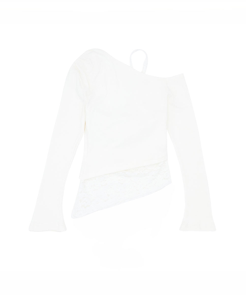 NO EXTRA TOUCH(ノー・エクストラ・タッチ)の「Halter Lace Layered Long Sleeve T-shirt (Ivory) / 26FWTS001IV(Tシャツ/カットソー・レディース・アイボリー・SMALL/MEDIUM)」の3枚目の写真