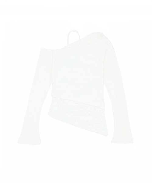 NO EXTRA TOUCH(ノー・エクストラ・タッチ)の「Halter Lace Layered Long Sleeve T-shirt (Ivory) / 26FWTS001IV(Tシャツ/カットソー・レディース・アイボリー・SMALL/MEDIUM)」の4枚目の写真