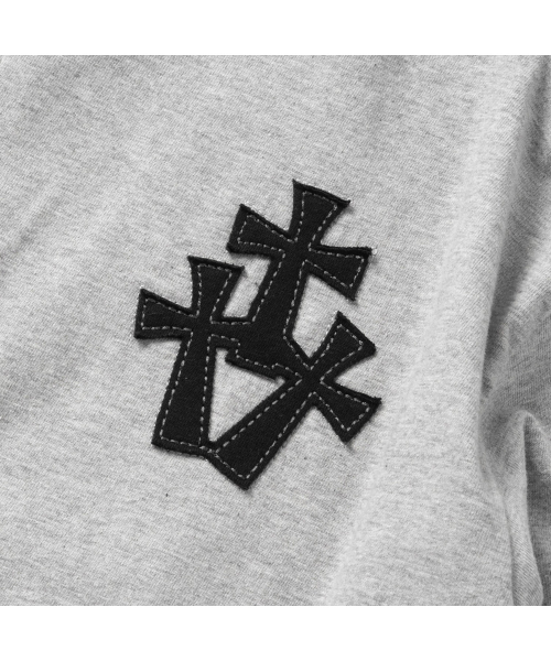 SUPERSUB（スーパーサブ）の「[クロップ]クロスパッチヘンリーネックフード長袖Tシャツ-メランジグレー（Tシャツ/カットソー・レディース・その他・MEDIUM/LARGE）」の5枚目の写真