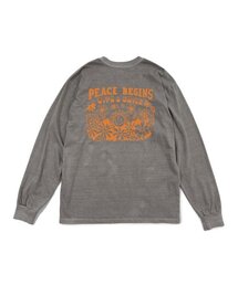 PEACE BEGINS SMILE L/S TEE (TITANIUM)