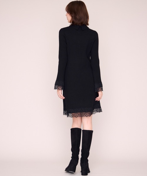 MISCH MASCH（ミッシュマッシュ）の「2026秋冬新作 襟付きレーストリムミニニットワンピース（ワンピース・レディース・ブラック/グレー/ピンク/ワイン・ﾌﾘ-）」の9枚目の写真