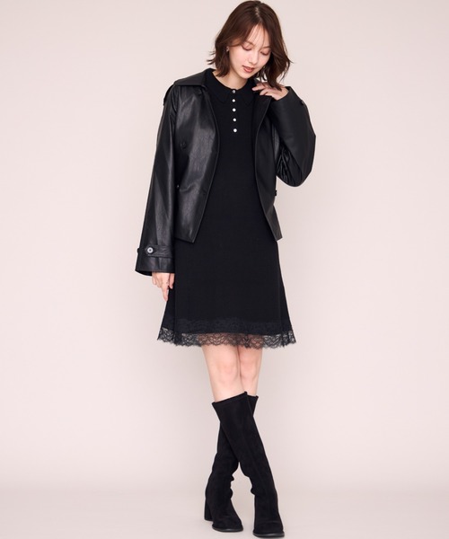 MISCH MASCH（ミッシュマッシュ）の「2026秋冬新作 襟付きレーストリムミニニットワンピース（ワンピース・レディース・ブラック/グレー/ピンク/ワイン・ﾌﾘ-）」の8枚目の写真
