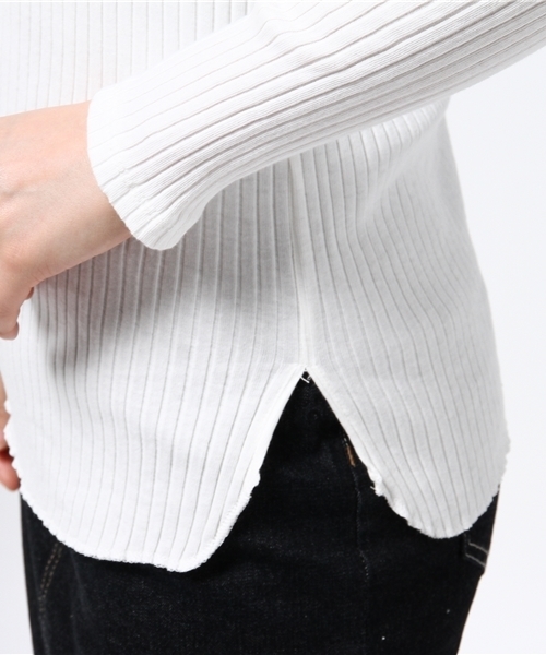 CIAOPANIC（チャオパニック）の「【Ciaopanic】　ヘンリーネックリブPO（Tシャツ/カットソー・レディース・ホワイト/グレー/ネイビー・FREE）」の8枚目の写真