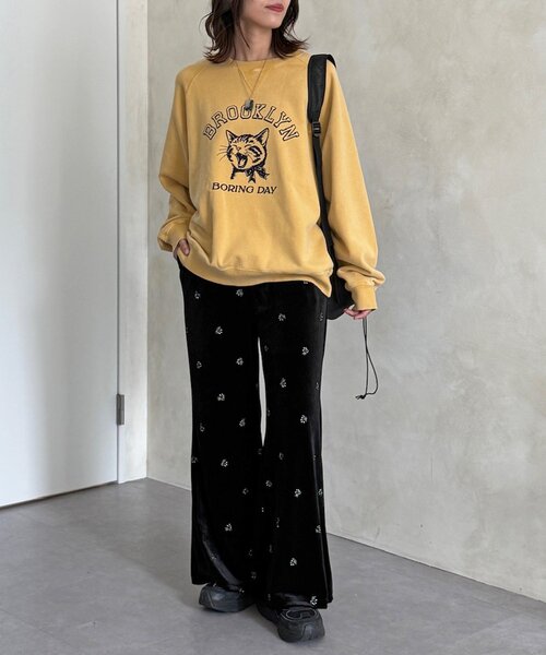 CPCM（シーピーシーエム）の「【セットアップ着用可】小花刺繍ベロアフレアパンツ（その他パンツ・レディース・ベージュ/ブラウン/ブラック・FREE）」の7枚目の写真