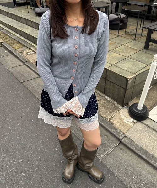 CIAOPANIC(チャオパニック)の「のびのびリブニット袖レースカーディガン(カーディガン/ボレロ・レディース・ブラウン/グレー/ミント/アイボリー・ONE SIZE)」の14枚目の写真