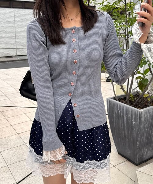 CIAOPANIC(チャオパニック)の「のびのびリブニット袖レースカーディガン(カーディガン/ボレロ・レディース・ブラウン/グレー/ミント/アイボリー・ONE SIZE)」の15枚目の写真