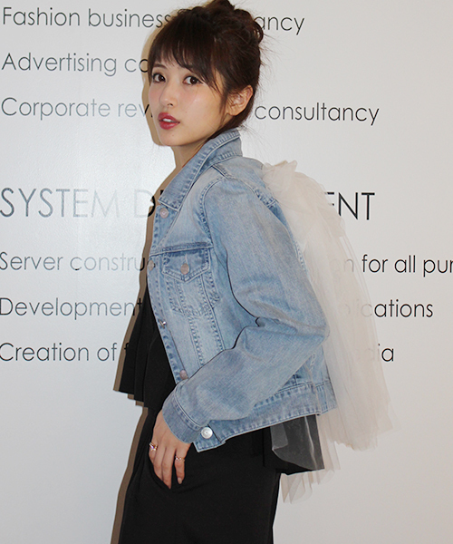 最終値下　美品MICOAMERI デニムジャケット チュールリボン取り外し可 最終値下 美品MICOAMERI デニムジャケット チュールリボン