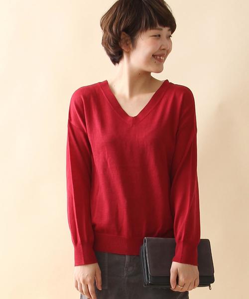 coen(コーエン)の「ウールハイゲージ2WAYプルオーバーニット(ニット/セーター・レディース・ワインレッド/ブラック/マスタード/グレー・LARGE/MEDIUM)」の4枚目の写真