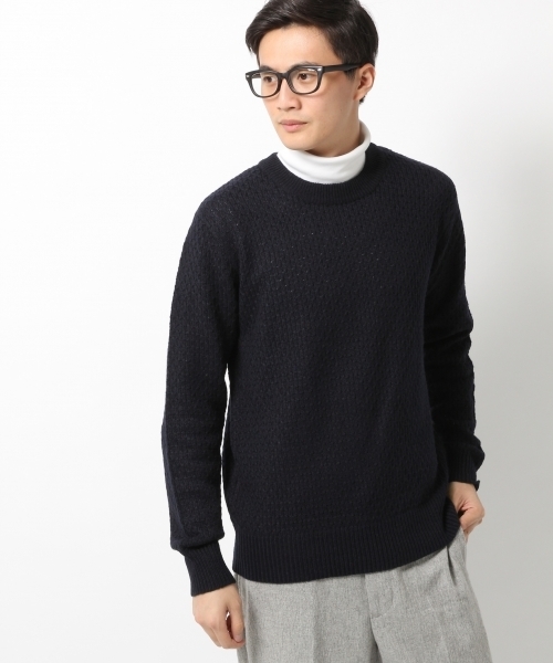 GLOBAL WORK(グローバルワーク)の「5ゲージハニカムニットプルオーバー/725473(ニット/セーター・メンズ・ネイビー/ライトピンク/ブラック/グレー・LARGE/MEDIUM/X-LARGE/SMALL)」の3枚目の写真