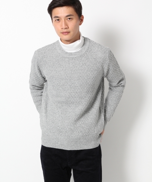 GLOBAL WORK(グローバルワーク)の「5ゲージハニカムニットプルオーバー/725473(ニット/セーター・メンズ・ネイビー/ライトピンク/ブラック/グレー・LARGE/MEDIUM/X-LARGE/SMALL)」の1枚目の写真