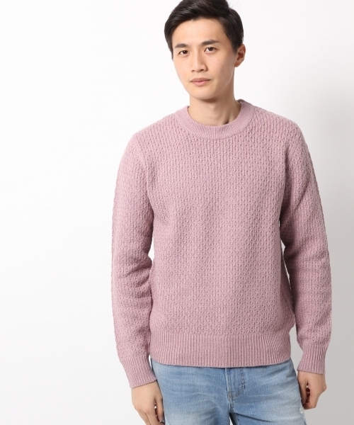 GLOBAL WORK(グローバルワーク)の「5ゲージハニカムニットプルオーバー/725473(ニット/セーター・メンズ・ネイビー/ライトピンク/ブラック/グレー・LARGE/MEDIUM/X-LARGE/SMALL)」の4枚目の写真