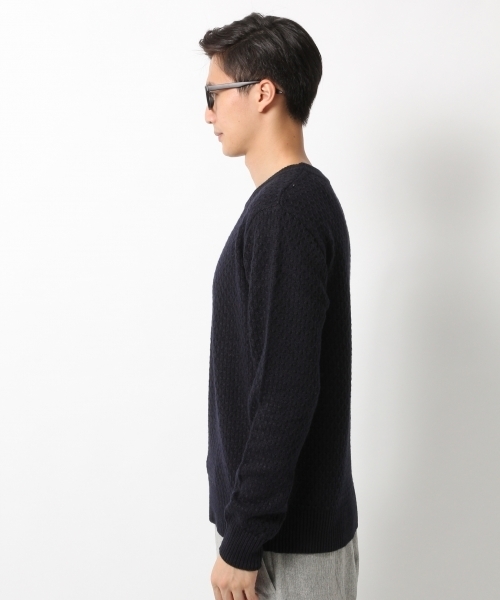 GLOBAL WORK(グローバルワーク)の「5ゲージハニカムニットプルオーバー/725473(ニット/セーター・メンズ・ネイビー/ライトピンク/ブラック/グレー・LARGE/MEDIUM/X-LARGE/SMALL)」の7枚目の写真