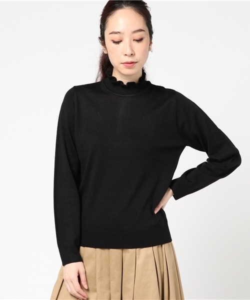 earth music&ecology（アースミュージックアンドエコロジー）の「タートル衿フリルニットプルオーバー（ニット/セーター・レディース・ライトグレー/アイボリー/ブラック/ライトピンク・S/M）」の13枚目の写真