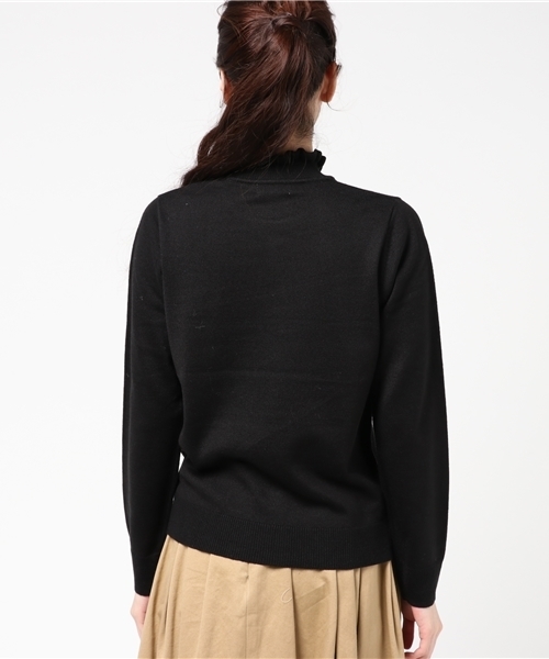 earth music&ecology（アースミュージックアンドエコロジー）の「タートル衿フリルニットプルオーバー（ニット/セーター・レディース・ライトグレー/アイボリー/ブラック/ライトピンク・S/M）」の7枚目の写真