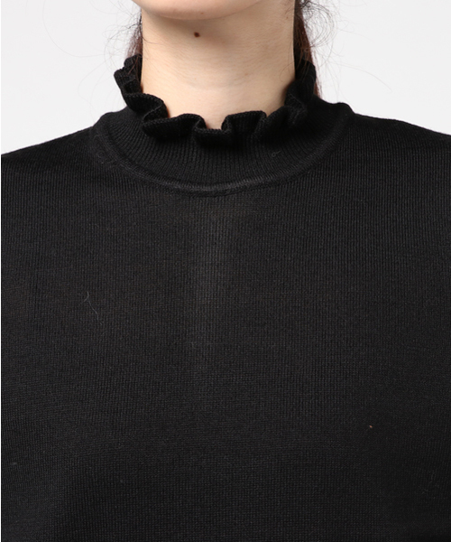 earth music&ecology（アースミュージックアンドエコロジー）の「タートル衿フリルニットプルオーバー（ニット/セーター・レディース・ライトグレー/アイボリー/ブラック/ライトピンク・S/M）」の8枚目の写真