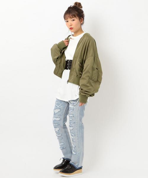 Another Edition（アナザーエディション）の「ショートMA-1 Ⅱ（MA-1・レディース・オリーブ/ライトピンク・SMALL/MEDIUM）」の4枚目の写真