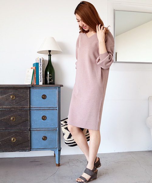 N.（N. Natural Beauty Basic）（エヌエヌナチュラルビューティーベーシック）の「総針サックワンピース（ワンピース・レディース・ベージュ/ネイビー/ホワイト/ブルー・MEDIUM）」の3枚目の写真