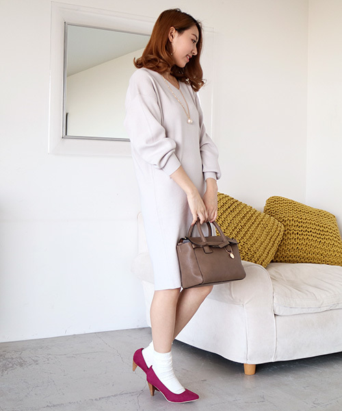 N.（N. Natural Beauty Basic）（エヌエヌナチュラルビューティーベーシック）の「総針サックワンピース（ワンピース・レディース・ベージュ/ネイビー/ホワイト/ブルー・MEDIUM）」の13枚目の写真