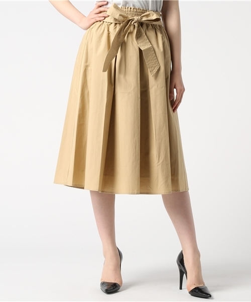 N.（N. Natural Beauty Basic）（エヌエヌナチュラルビューティーベーシック）の「ウエストシャーリングリボンベルトスカート（スカート・レディース・ベージュ/イエロー/ネイビー/レッド・MEDIUM）」の12枚目の写真