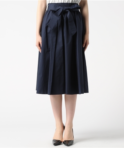 N.（N. Natural Beauty Basic）（エヌエヌナチュラルビューティーベーシック）の「ウエストシャーリングリボンベルトスカート（スカート・レディース・ベージュ/イエロー/ネイビー/レッド・MEDIUM）」の5枚目の写真