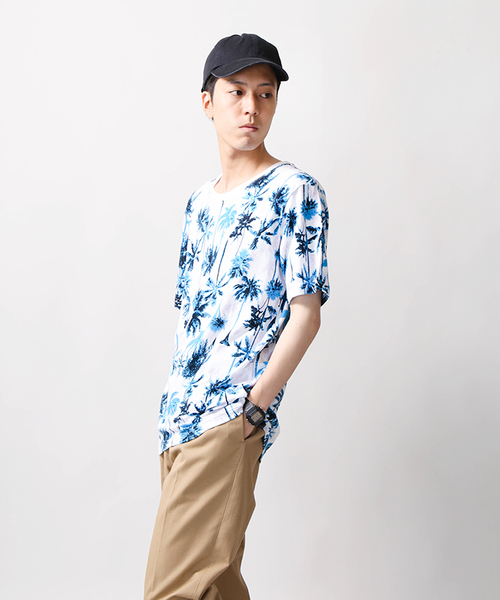 WEGO（ウィゴー）の「WEGO/パームツリープリントカットソー（Tシャツ/カットソー・メンズ・ブルー系その他/オレンジ系その他・MEDIUM/LARGE）」の5枚目の写真