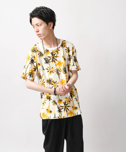 WEGO（ウィゴー）の「WEGO/パームツリープリントカットソー（Tシャツ/カットソー・メンズ・ブルー系その他/オレンジ系その他・MEDIUM/LARGE）」の13枚目の写真