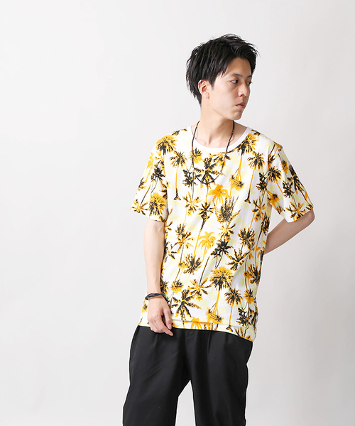 WEGO（ウィゴー）の「WEGO/パームツリープリントカットソー（Tシャツ/カットソー・メンズ・ブルー系その他/オレンジ系その他・MEDIUM/LARGE）」の14枚目の写真