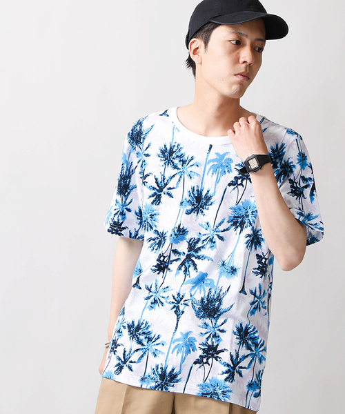 WEGO（ウィゴー）の「WEGO/パームツリープリントカットソー（Tシャツ/カットソー・メンズ・ブルー系その他/オレンジ系その他・MEDIUM/LARGE）」の17枚目の写真