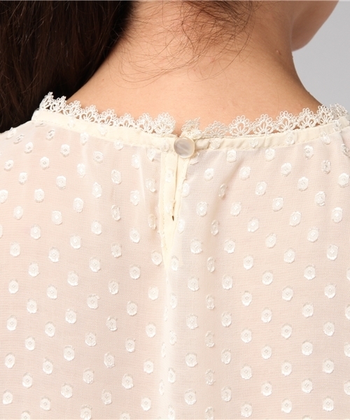 merlot plus（メルロープリュス）の「ドット柄シアーウエストギャザードルマンブラウス7026（シャツ/ブラウス・レディース・レッド/ブラウン/アイボリー/ブラック・FREE）」の9枚目の写真