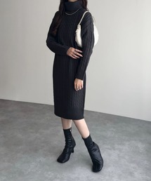 タートルネック」に該当するレディースのワンピース/ドレス（ブラック