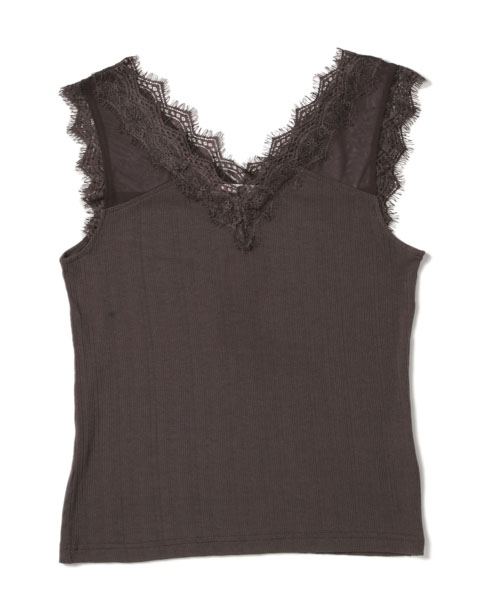 PAGEBOY（ページボーイ）の「シースルーレースキャミ（タンクトップ・レディース・ライトグレー/レッド/ブラック/オフホワイト/ブラウン/シルバー系その他・FREE）」の5枚目の写真