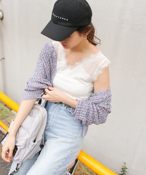 PAGEBOY（ページボーイ）の「シースルーレースキャミ（タンクトップ・レディース・ライトグレー/レッド/ブラック/オフホワイト/ブラウン/シルバー系その他・FREE）」の2枚目の写真