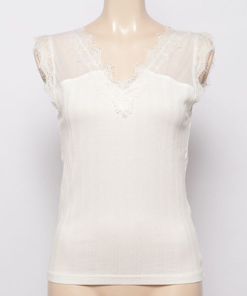 PAGEBOY（ページボーイ）の「シースルーレースキャミ（タンクトップ・レディース・ライトグレー/レッド/ブラック/オフホワイト/ブラウン/シルバー系その他・FREE）」の9枚目の写真