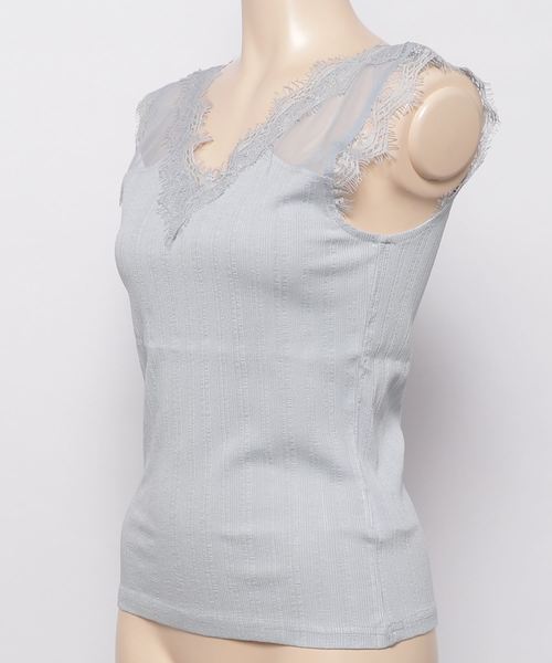 PAGEBOY（ページボーイ）の「シースルーレースキャミ（タンクトップ・レディース・ライトグレー/レッド/ブラック/オフホワイト/ブラウン/シルバー系その他・FREE）」の7枚目の写真