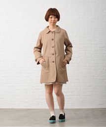 コットンナイロンサテン丸衿コート