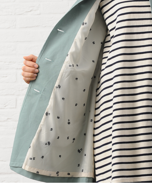 POU DOU DOU（プードゥドゥ）の「コットンナイロンサテン丸衿コート（ステンカラーコート・レディース・ベージュ/ミント/ピンク・03）」の6枚目の写真