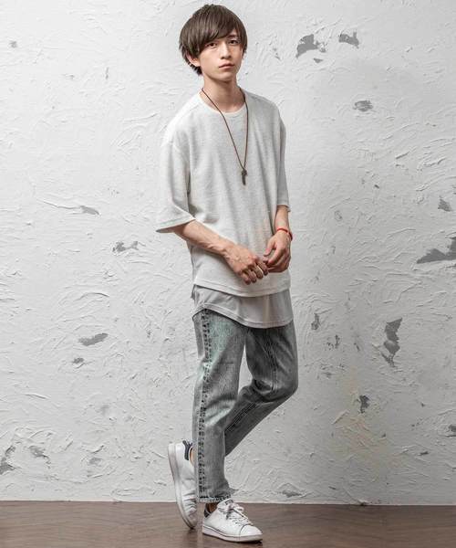 MinoriTY（マイノリティ）の「ヒョウ柄サイドラインケミカルウォッシュデニムパンツ ジーンズ レオパード（デニムパンツ・メンズ・ブルー系その他/ブルー系その他2・L/M）」の4枚目の写真