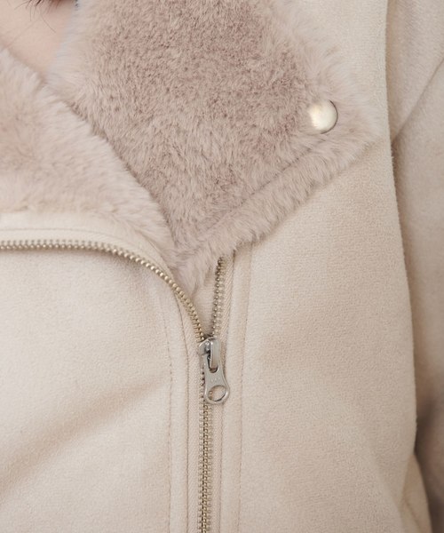 OLIVE des OLIVE（オリーブデオリーブ）の「フェイクムートン ライダースジャケット（ライダースジャケット・レディース・ピンク/キャメル/ライトベージュ・FREE）」の11枚目の写真