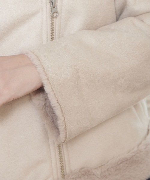 OLIVE des OLIVE（オリーブデオリーブ）の「フェイクムートン ライダースジャケット（ライダースジャケット・レディース・ピンク/キャメル/ライトベージュ・FREE）」の15枚目の写真