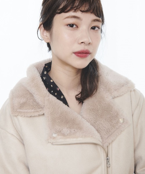 OLIVE des OLIVE（オリーブデオリーブ）の「フェイクムートン ライダースジャケット（ライダースジャケット・レディース・ピンク/キャメル/ライトベージュ・FREE）」の18枚目の写真