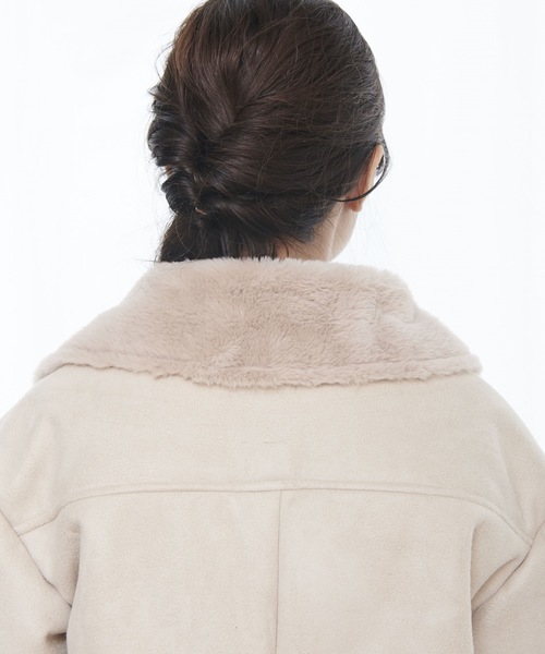 OLIVE des OLIVE（オリーブデオリーブ）の「フェイクムートン ライダースジャケット（ライダースジャケット・レディース・ピンク/キャメル/ライトベージュ・FREE）」の20枚目の写真